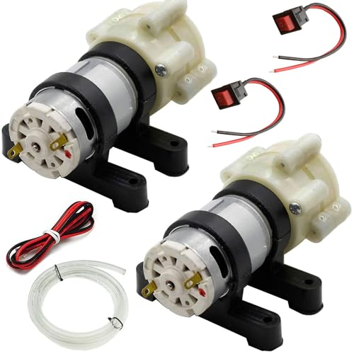 RUNCCI-YUN 2Pcs Aquarium wasserpumpe mini,6V-12V Micro Motorpumpe, Wasserkühlpumpe selbstansaugend 385 DC 12 V Mini Wasser Saugpumpe,Membranpumpe Geräuscharm,für Tee Maschine Aquarium Wasserspender