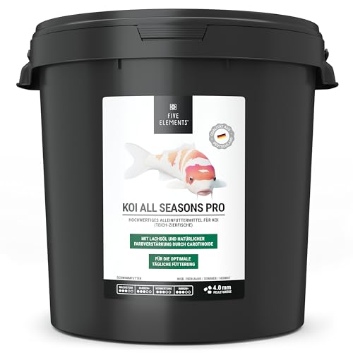 FIVE ELEMENTS® Koi All Seasons Pro | 8,4 kg 4,5 mm | hochwertiges Futter für Koi | ideal für Herbst | Lachsöl | Carotinoide zur natürlichen Farbverstärkung