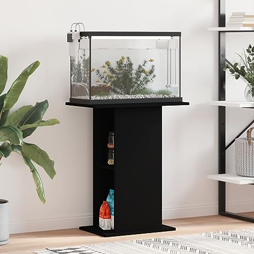 Homgoday Aquariumständer Aquarium Tisch Aquarium Unterschrank Aquarienunterschrank Terrarium Schrank Aquarien Schrank Schwarz 60,5x36x72,5 cm Holzwerkstoff