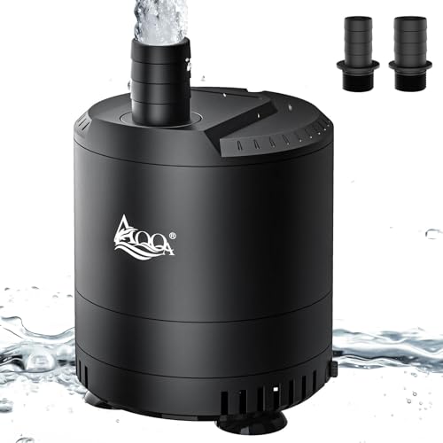 AQQA Aquarium Wasserpumpe,30W Ultra Leise Aquarium Tauchpumpe,2000L/H Aquarium Pumpe mit Verstellbarem Schalter und 2 Düsen für Teiche, Aquarium, Brunnen Wasserpumpe,Garten