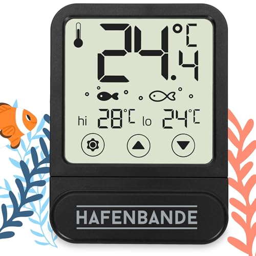 ADE Aquarium Thermometer digital zum Kleben von außen | Temperaturanzeige -10 - +60°C | einstellbarer Überwachungsbereich | transparent