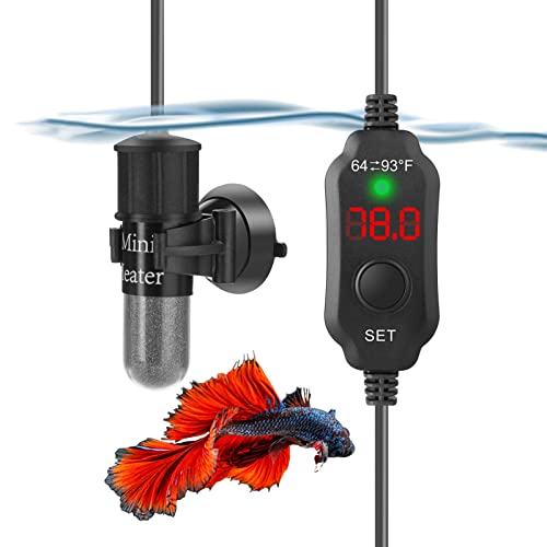 Petyoung 10W USB-betriebene Mini Aquarium Heizung mit LED-Anzeige, Externer Temperaturregler Aquarium heizstab mit Eingebautem Thermometer für 1-5 Liter Tank