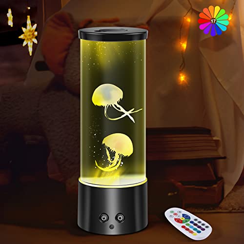 SZMDLX Quallen Lampe Jellyfish Lamp, Dimmbar LED Lampe Aquarium LED Tank Mood Lampe Farbwechselndes Nachtlicht Desktop Runde Stimmungslampe Dekoration für Kinder Erwachsene mit Upgrade-Fernbedienung