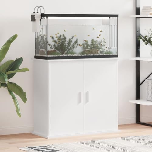 Iiaky Aquariumständer Weiß 81x36x73 cm Holzwerkstoff Unterschrank Aquarium Fish Tank Stand Aquarium Mit Unterschrank