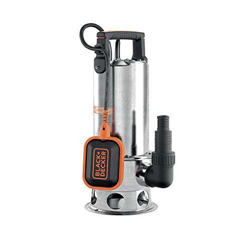 Black+Decker BXUP1100XDE Tauchpumpe für Schmutzwasser (1100 W, max. Förderleistung 16.500 l/h, max. Förderhöhe 10,5 m), Grau