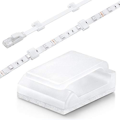 Cable Tidy Management Selbstklebende Kabelklemmen, 100Pack Klemmen Fix Led Light Clips (für 10mm (3/8') Wide Strip Light)