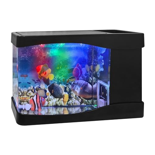 YATOSEEN Aquarium-Lampe, 3 LED-Aquarium-Licht mit Bunten Aquarium Hintergründen – 3 künstliche Fische, geeignet für Büro, Schlafzimmer, Wohnzimmer, Aquarium für Kinder oder Katzen