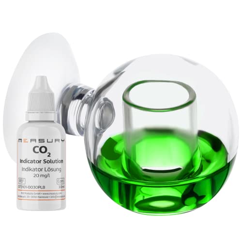 Measury CO2 Dauertest Aquarium 'Orb' mit 30 ml Testflüssigkeit 20 mg/l, CO2 Test Aquarium Drop Checker, CO2 Tester