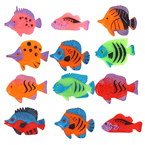 Molain Tropische Fische Spielzeug, 12 Stück Mini Tropische Fische Party Gefälligkeiten Kunststoff Fisch Spielzeug für Jungen Mädchen Kinder