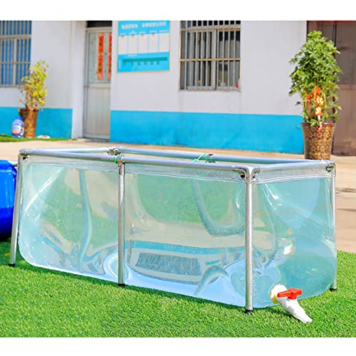 Transparentes Aquarium, Pool, Teich, PVC-Leinwand, mit Ablassventil und Stahlrahmen, für Koi-Goldfische, langlebige Konstruktion