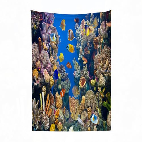 EYLOZS Kuscheldecke flauschig & super weich - hochwertige Fleecedecke auch als Wohndecke,Sofadecke & Wohnzimmer geeignet,Farbenfrohes Aquarium mit verschiedenen schwimmenden Fischen150x200cm