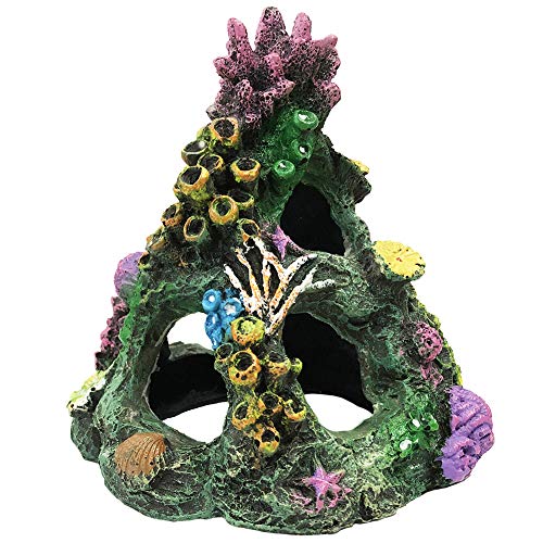 SLOCME Aquarium Korallenriff Dekorationen – Aquarium Korallenfelsen Gebirgshöhlen Ornament, für Betta-Fische, schlafen, ausruhen, Spielen und züchten