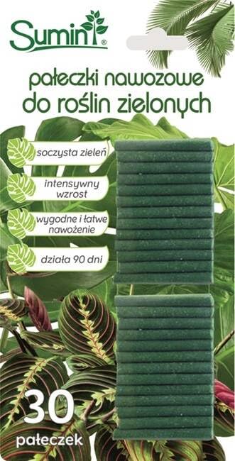 Grünpflanzen- und Palmen Düngestäbchen - 30 Stück - Universaldünger - Düngestäbchen für Grünpflanzen, Zimmerpflanzen und Balkonpflanzen - Langzeitdünger - 3 Monate Düngekraft