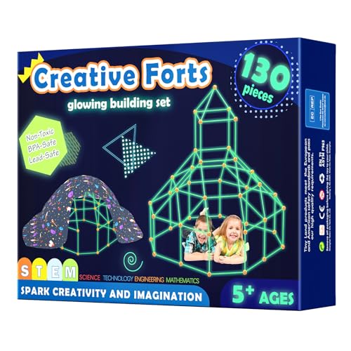 DIY Höhle Kinder Konstruktionsspielzeug - Im Dunkeln Leuchtendes, Outdoor Spielzeug für 5+ ahre alt Junge & Mädchen - 130PCS Kreatives Bauset Für Kinder Höhle Bauen Indoor