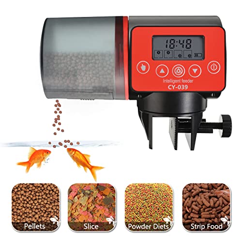 Fischfutterautomat Automatischer Aquarium, Automatisierte Futterspender,Automatic Fish Feeder 200 ml Kapazität Automatisierte Fischfutterspender für Aquarium