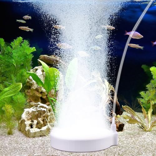 POFIBO Aquarium Luftstein, 100mm Nano Sprudelstein für Aquarium, Geräuschloser Nano-Blasen Diffusor Aquarium Sauerstoffstein mit Zubehör und Steuerventil, Ideal für Aquarium und Teich