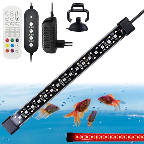 Leikurvo Aquarium Beleuchtung, 10W 24/7 Vollspektrum Modus Aquarium Lampe LED mit Timer, Tag- und Nachtmodus und DIY-Modus mit 7 Farben für Wasserpflanzen und Süßwasser-Aquarien