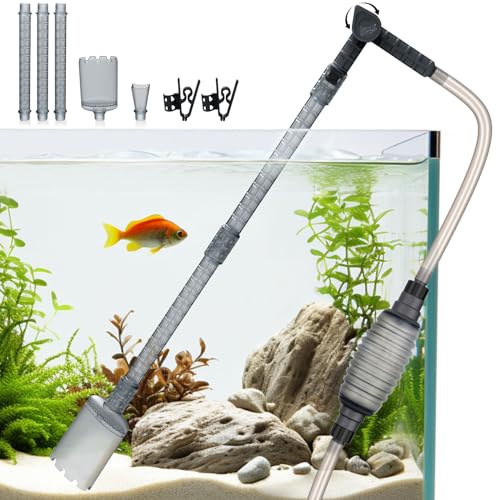 AQQA Aquarium Mulmsauger,Aquarium Wasserwechsel,3-in-1 Aquarium Kiesreiniger mit Wasserdurchflussregler,Aquarium Sauger Bodengrund Reinigen für Wasserwechsel und Filterkiesreinigung