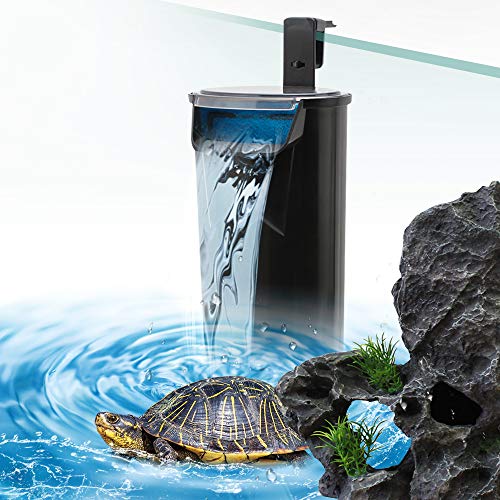 SENZEAL Schildkröte Niedriger Wasserstand Wasserfallfilter Pumpe Aquarium Interner Filter 5W 220V/50Hz 400L/H Niedriger Wasserstand reinigen für Aquarium Reptilien Amphibie - Schwarz