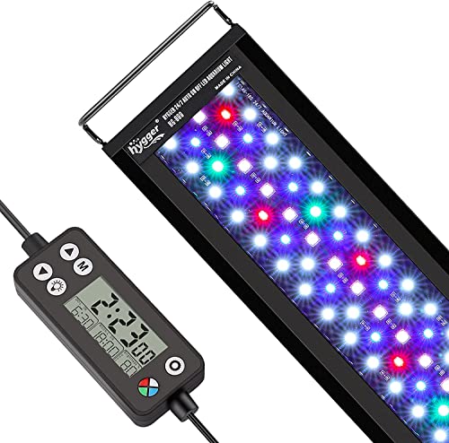 hygger Aquarium Beleuchtung, Aquarium LED Beleuchtung,Vollspektrum Aquarium Licht mit Monitor, 26W 24/7 Beleuchtungs Zyklus, 7 Farben, Einstellbarer Timer,3 Modus für 76-91cm Süßwasser Aquarien