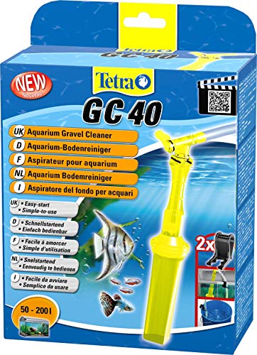 Tetra GC 40 Aquarien-Bodenreiniger mit Schlauch, Schnellstartventil und Fischschutzgitter, Mulmsauger mit Saugrohrkonstruktion, geeignet für Aquarien von 50 – 200 Liter