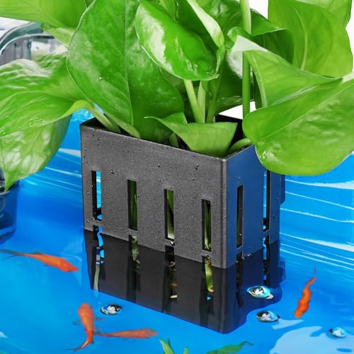 Borlech Aquarium Pflanzenhalter für Aquarium Aquaponic Pflanzenkultur Hängender Halterung und Aquascape Dekorationen Pflanztopf Zubehör (Schwarz)