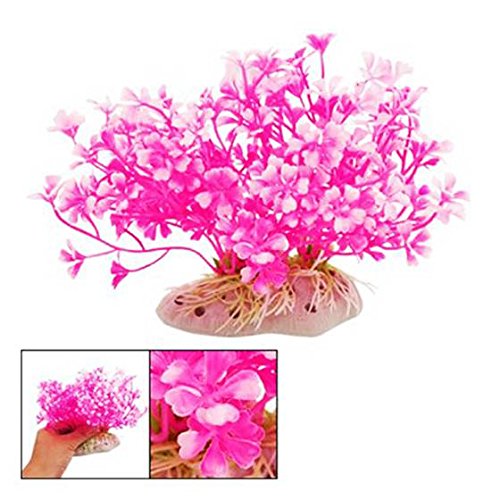 TYREE Hot pink Zwerg Kunststoff Pflanze Ornament fuer Aquarium Fischtank