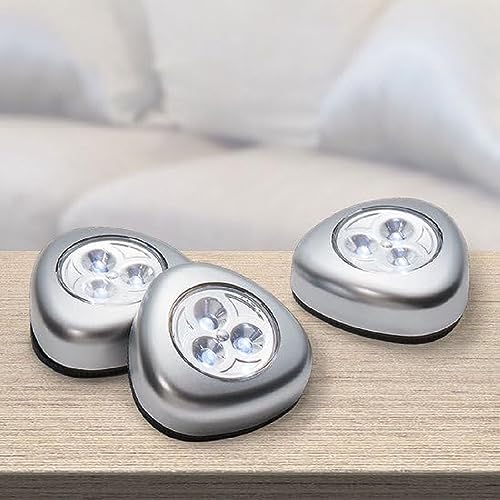 Grundig LED Spots 5 Stück - Schrankbeleuchtung - Touch Lampe - Batteriebetrieben - Selbstklebend - Kunststoff - Silber