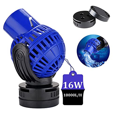 EXLECO Aquarium Strömungspumpe Wavemaker 10000L/H 16Watt Umwälzpumpe Wellenpumpe JVP-133 WAVE MAKER 360 ° schwenkbar für 150~200cm Süß- und Salzwasseraquarien