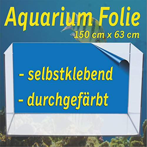 Aquarium Folien selbstklebend, Rückwand blau, Klebefolie für Aquarium inkl. Verklebezubehör, Folienformat 150 cm x 63 cm