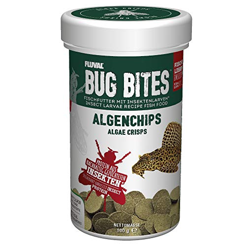 Fluval Bug Bites Fischfutter Algenchips, für am Boden fressende Fische, 250ml