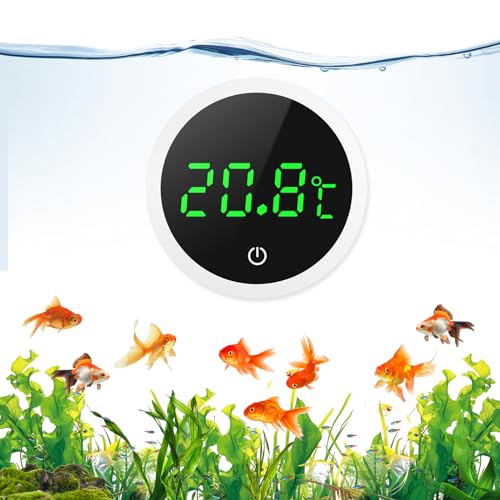 ORIA Aquarium Thermometer, LED Anzeige Digital Temperaturmessgerät Aquarium (℃), Kleben-On Mini Marine Temperatursensor, für Süßwasser, Meerwasser, Reptilien