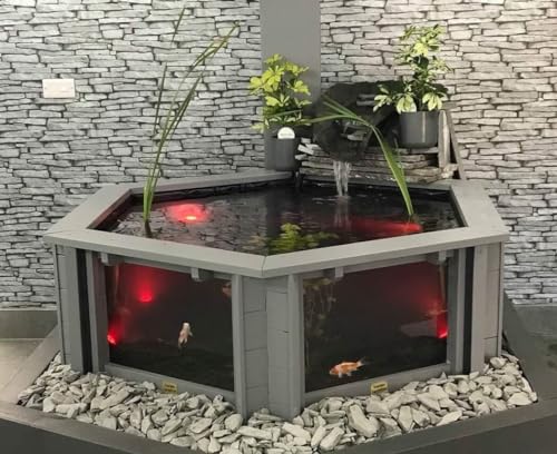 Lily Clear View Garden Aquarium Sechseckiger Teich, Hellgrau