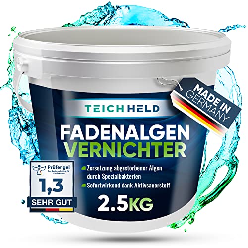 TeichHeld Fadenalgenvernichter teich [360° Schutz für Fische] 2,5kg Extra schnell & effektiv Dank 2in1 Wirkung mit LangzeitEffekt algenmittel algenvernichter algenentferner algen entferner algenstopp