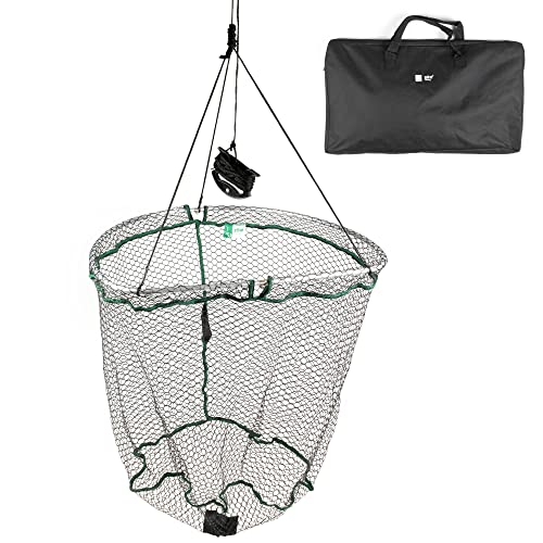 Zite Fishing Spundwandkescher Gummiert 70x60x70cm – Wall Net Faltbar mit Seil für Spundwände – Raubfisch-Kescher für Häfen mit Tasche