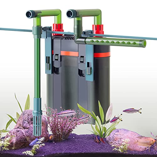 FEDOUR 450L/H Aquarium Außenfilter, 5W Einstellbarer Aquarium Kanisterfilter, Aquarien Außenfilter mit Filtermaterial für 35-120LL Aquarium (600L/H)