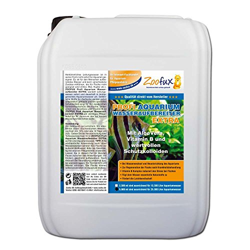 ZOOFUX Profi Aquarium Wasseraufbereiter EXTRA (Für Ihr Aquarium mit AloeVera, Vitamin B und wertvollen Schutzkolloiden), Inhalt:5 Liter