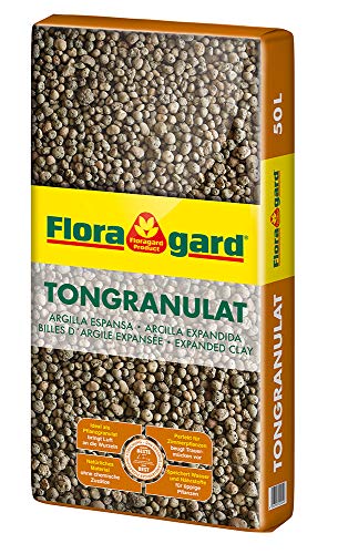 Floragard Blähton Tongranulat zur Drainage - Hydrokultursubstrat - für Pflanzkästen, Kübel oder Töpfe - 50 L, 001-KAR-0050L, Single