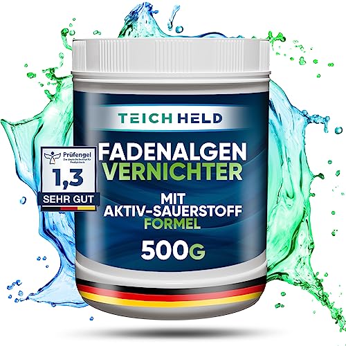 TeichHeld Fadenalgenvernichter teich [360° Schutz für Fische] 500g Extra schnell & effektiv Dank 2in1 Wirkung mit LangzeitEffekt algenmittel algenvernichter algenentferner algen entferner algenstopp