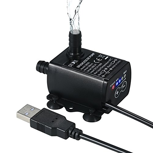 Decdeal 4.8W USB Tauchpumpe Aquariumpumpe Förderpumpe Brunnenpumpe mit Fluss-Einstellung 300L/H, Max Höhe 3 Meter, Inkl. Filter