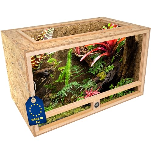 ITA Schildkröten Terrarium 120x60x60 cm mit Offenem Dach & Integriertem Hygrometer - Holzterrarium aus OSB-3 Platten - Terrarien für Schildkröte und andere Tierarten - EU Produkt