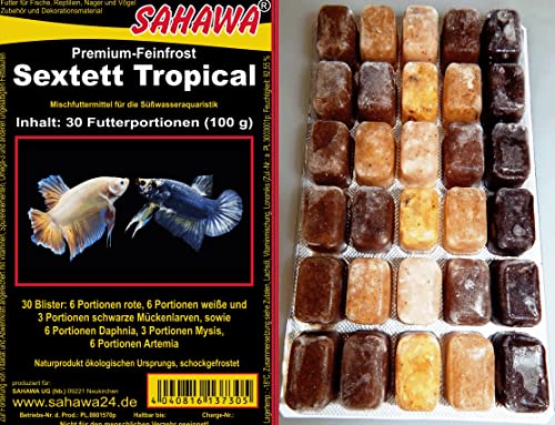 Fischfutter Frostfutter Tropical Sextett 150 Futterportionen Mischfutter 5X 100g Blister = 500g = 1Pack