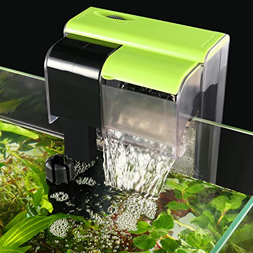 SOUSLOW Filter für Aquarium, Fischtankfilter, Einstellbarer Wasserfluss, Sauerstoffzirkulation Wasserfall, Wasserfallfilter, 450 l/h für 10-100 Liter Fischtank