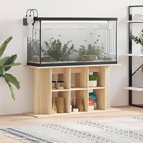 IKAYAA Aquarium Unterschrank Aquariumständer Aquariumregal Aquariumschrank Sonoma Eiche 120 x 40 x 60 cm Aquarium Stand Aquarium Tisch Aquarium Schrank Unterschrank Holzwerkstoff