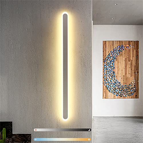LED Wandleuchte Innen Dimmbar Langes Band 3 Farben Temperaturregelbar Lichtleiste nach oben und unten Wandlampe Aluminium Acryl Beleuchtung