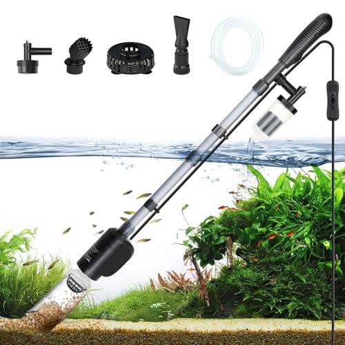 AQQA Aquarium Mulmsauger,6 in 1 Elektrisch Aquarium Wasserwechsel, mit Einstellbarem Wasserdurchfluss Aquarium Reiniger für Wasserwechsel,Sand Kies Filter,Algen Reinigung