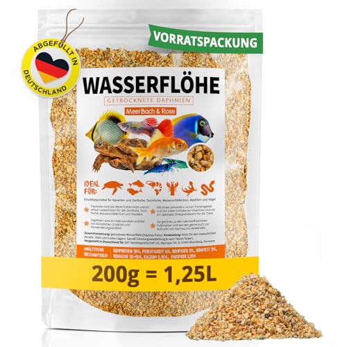 Wasserflöhe getrocknet 1,25L (entspricht 200g), Zierfischfutter Aquarium, Daphnien, Fischfutter Aquarium, Zierfutter für Fische