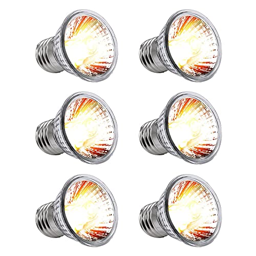 NEWFUN Schildkröte Wärmelampe,6PC E27 25W Dimmbar 220V UVA + UVB Vollspektrum-Sonnenlampe Heizung Glühbirne Sonnenbad Reptil Lampe für Lizards, Aquarienreptilien, Schildkröten, Amphibien usw