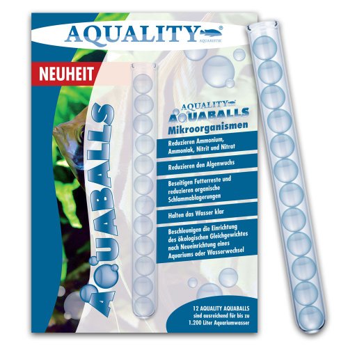 AQUALITY Aquarium AQUABALLS - 12 Balls (Reduziert Ammonium, Ammoniak, Nitrit, Nitrat, Schlamm und Mulm - Beschleunigen die Aquarium-Einrichtung - Mikroorganismen)