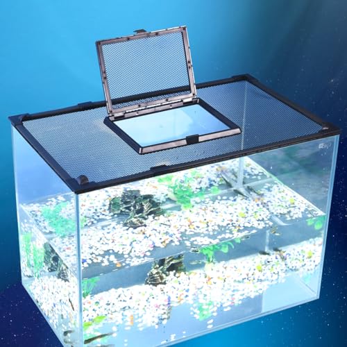 Magnetische Abdeckung für Aquarien, mit kleinem Fenster, Dunkelgrau mit Futterfenster, 100 x 50 cm